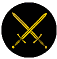 Sable, two swords saltire Or